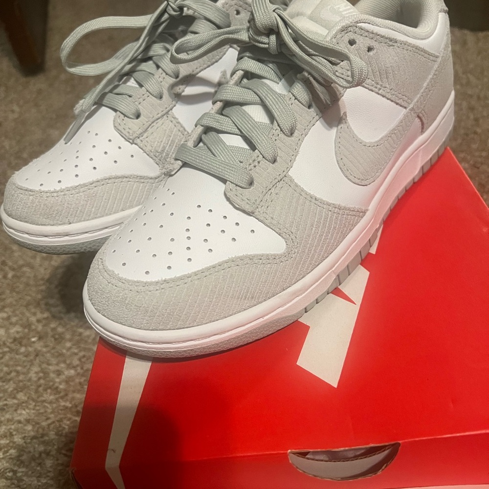 Nike Silver and White Dunk Low Sneakers
